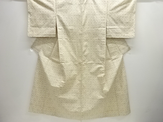 JAPANESE KIMONO / ANTIQUE HITOE KIMONO / SILK / TSUMUGI / WOVEN RHOMBUS
